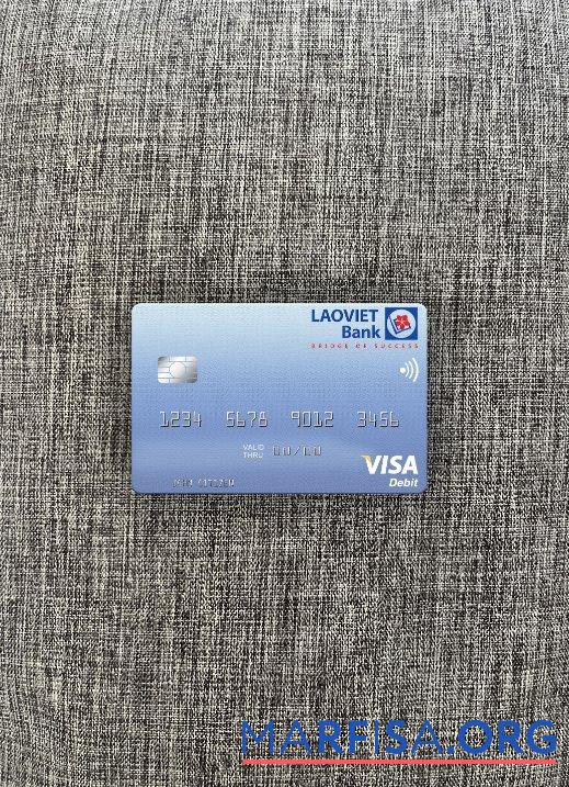 Blank Laos Lao Viet visa debit card photolook front template